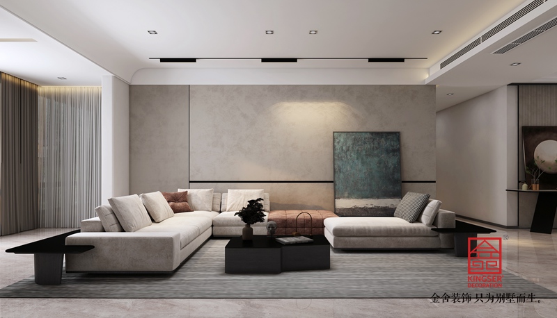 融創(chuàng)中心214平米裝修-簡約風格-客廳