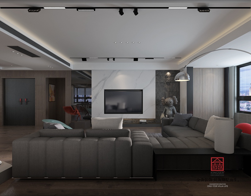 榮盛華府190平米現代極簡風格裝修-客廳