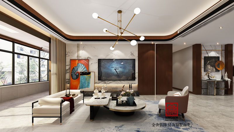 融創中心217㎡新中式風格客廳效果圖